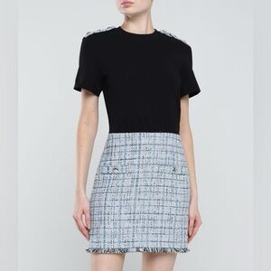 Maje Tweed Panel Mini Dress